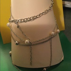 Vintage pearl and silver necklace USA made 70s